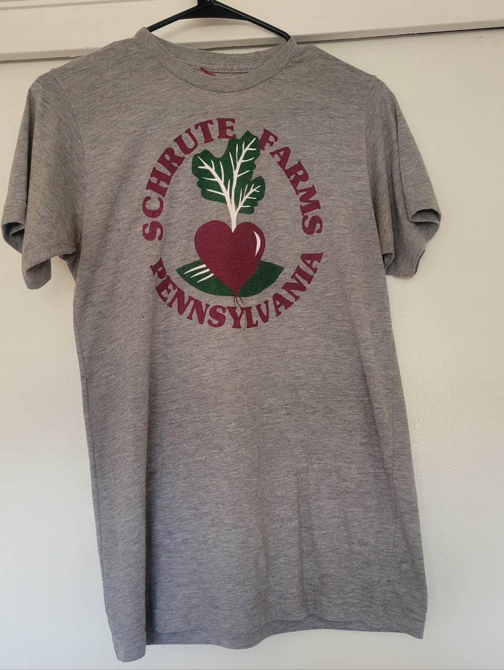 Schrute Farms T Shirt Womens Medium Gray Graphic Tee The Office Dwight Funny